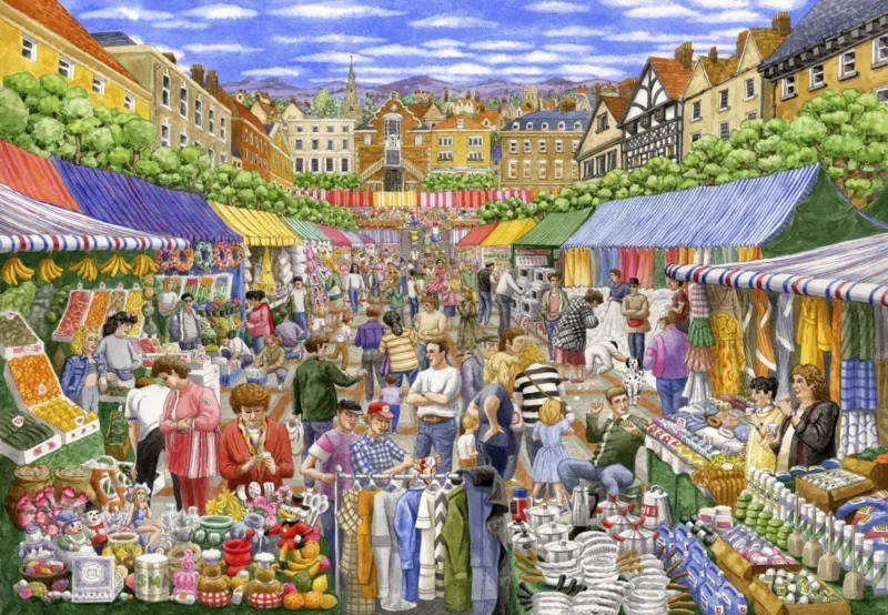 Puzzle A Day at the Market - 1000 pièces van Grafika – doos 1 van 2