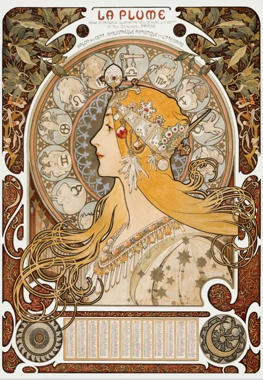 Puzzle Alphonse Mucha - La Plume, 1896-97 - 1000 pièces de Grafika – boîte