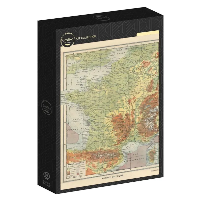 Puzzle Carte de la France Physique - Larousse, 1925 - 1000 pièces de Grafika – boîte 2 sur 2
