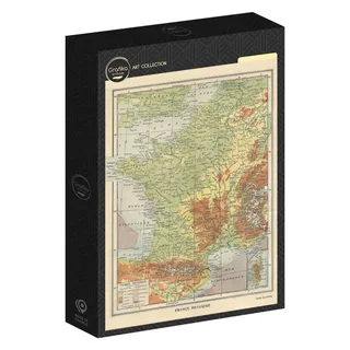 Puzzle Carte de la France Physique - Larousse, 1925 - 2000 pièces van Grafika – doos 2 van 2