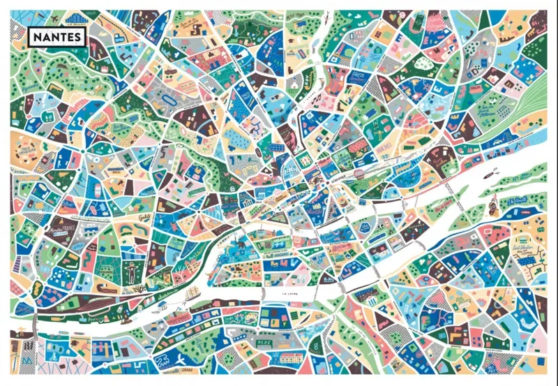 Puzzle Carte de Nantes - 1000 pièces de Grafika – boîte