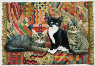 Puzzle Christie, Posky and Zelly on a Deco rug - 1000 pièces von Grafika – Schachtel 1 von 2