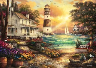 Puzzle Chuck Pinson - Cottage by the Sea - 500 à 999 pièces van Grafika – doos 1 van 2