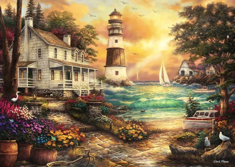 Puzzle Chuck Pinson - Cottage by the Sea - 500 à 999 pièces van Grafika – doos 1 van 2