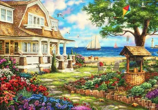 Puzzle Cottage Jardin de la Mer - 1000 pièces de Grafika – boîte 1 sur 2