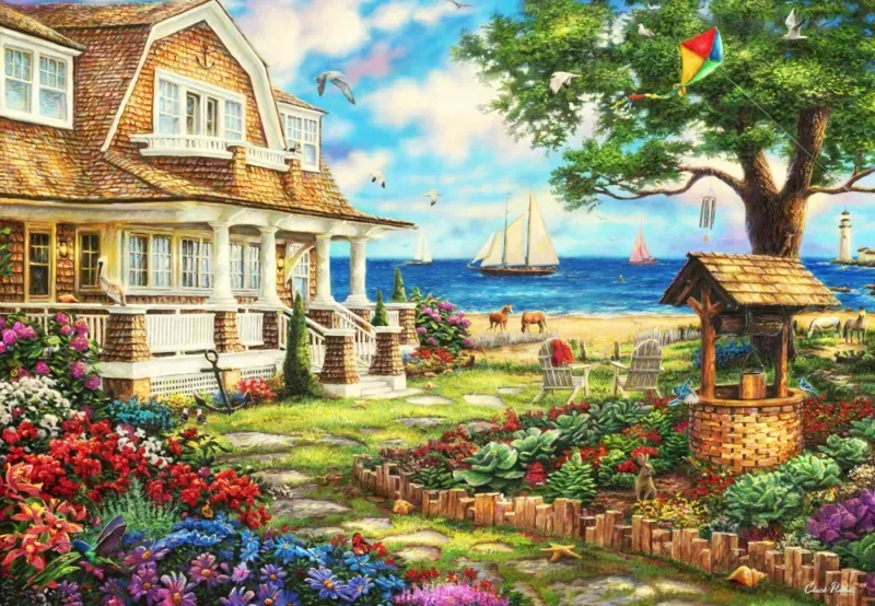 Puzzle Cottage Jardin de la Mer - 1000 pièces de Grafika – boîte 1 sur 2