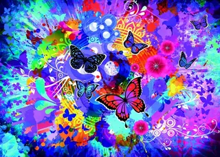 Puzzle Fleurs et Papillons Colorés - 500 à 999 pièces de Grafika – boîte 1 sur 2