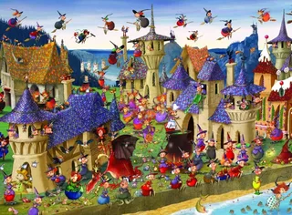 Puzzle François Ruyer - Fête des Sorcières au Château - 2000 pièces von Grafika – Schachtel 1 von 2