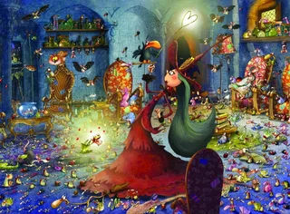 Puzzle François Ruyer - La Sorcière à la Baguette Magique - 2000 pièces van Grafika – doos 1 van 2