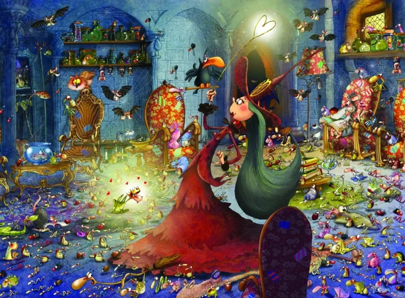 Puzzle François Ruyer - La Sorcière à la Baguette Magique - 2000 pièces van Grafika – doos 1 van 2