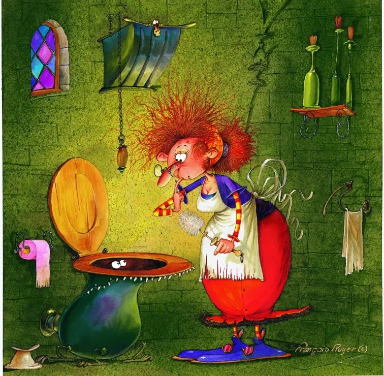 Puzzle François Ruyer - La Sorcière fait le Ménage - 1000 pièces de Grafika – boîte 1 sur 2