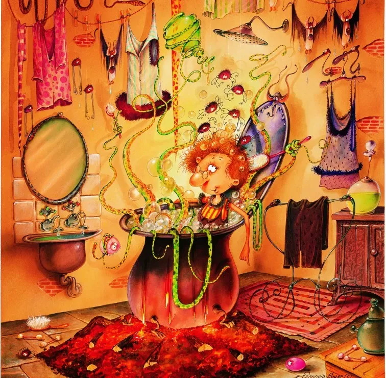 Puzzle François Ruyer - La Sorcière se Pomponne - 1000 pièces de Grafika – boîte 1 sur 2