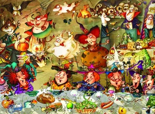 Puzzle François Ruyer - Repas entre Sorcières - 2000 pièces de Grafika – boîte 1 sur 2