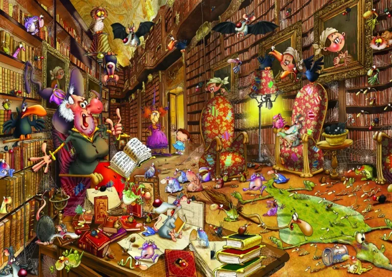 Puzzle François Ruyer - Sorcière à la Bibliothèque - 1500 pièces van Grafika – doos