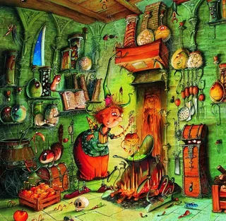 Puzzle François Ruyer - Sorcière et Potions - 1000 pièces de Grafika – boîte 1 sur 2
