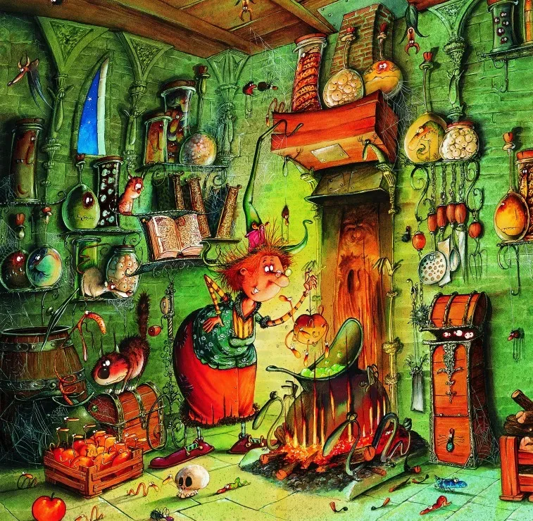 Puzzle François Ruyer - Sorcière et Potions - 1000 pièces de Grafika – boîte 1 sur 2