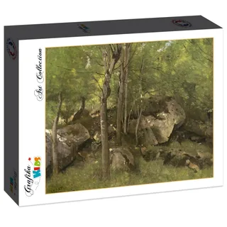 Puzzle Jean-Baptiste-Camille Corot : Rochers en Forêt de Fontainebleau, 1860-1865 - 200 à 499 pièces from Grafika – box 2 of 2