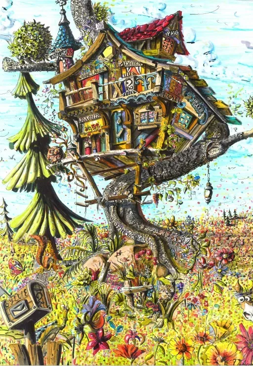 Puzzle La Cabane Perchée - 1000 pièces van Grafika – doos 1 van 2