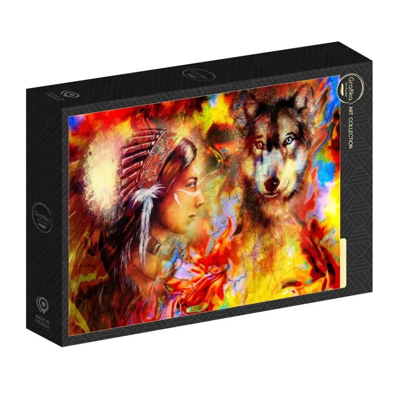Puzzle La Femme Indienne et le Loup - 500 à 999 pièces de Grafika – boîte 2 sur 2