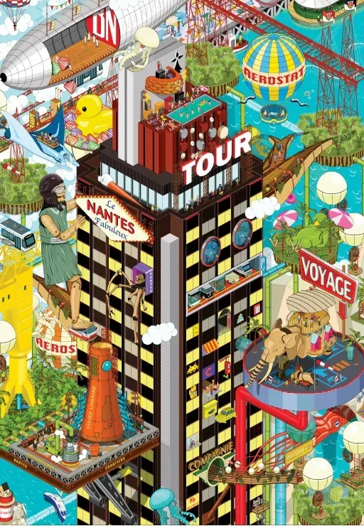 Puzzle Nantes - La Tour - 1000 pièces van Grafika – doos