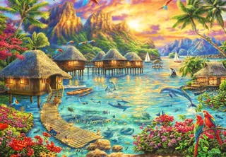 Puzzle Oasis Tropical - 1000 pièces from Grafika – box 1 of 2