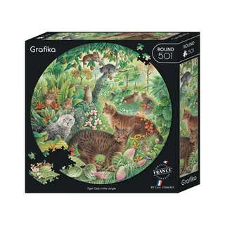 Puzzle Puzzle Rond - Tiger Cats in the Jungle - 500 à 999 pièces van Grafika – doos 2 van 2