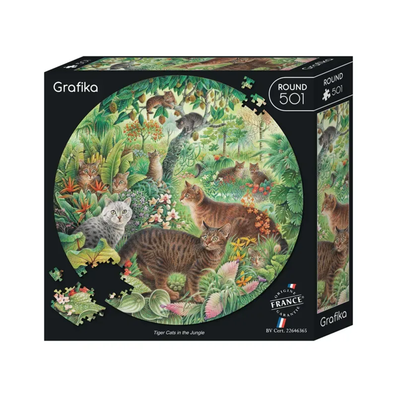 Puzzle Puzzle Rond - Tiger Cats in the Jungle - 500 à 999 pièces van Grafika – doos 2 van 2