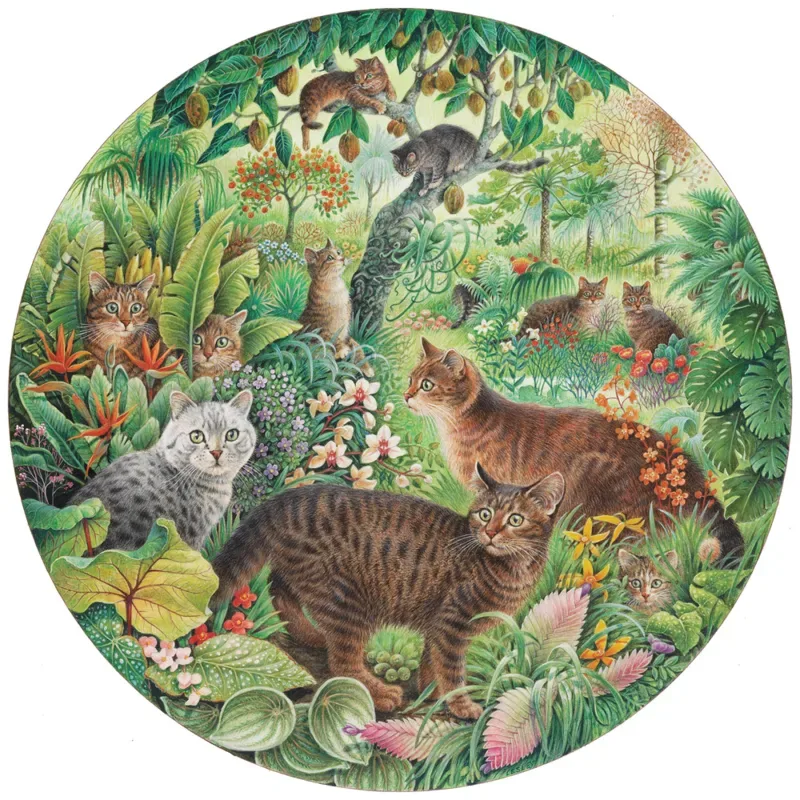 Puzzle Puzzle Rond - Tiger Cats in the Jungle - 500 à 999 pièces van Grafika – doos 1 van 2