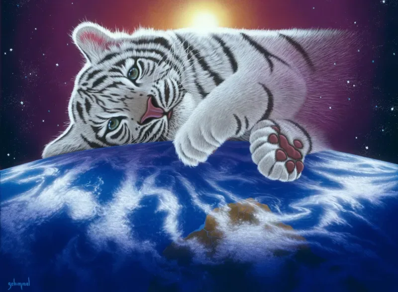 Puzzle Schim Schimmel - Cuddle Time - 2000 pièces van Grafika – doos