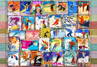 Puzzle Ski Stamp Posters - 1000 pièces from Grafika – box 1 of 2