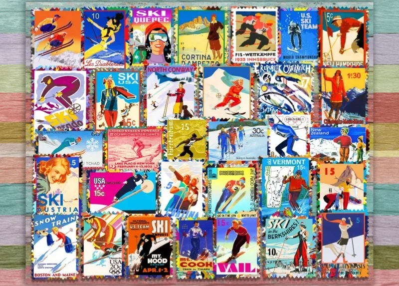 Puzzle Ski Stamp Posters - 500 à 999 pièces van Grafika – doos