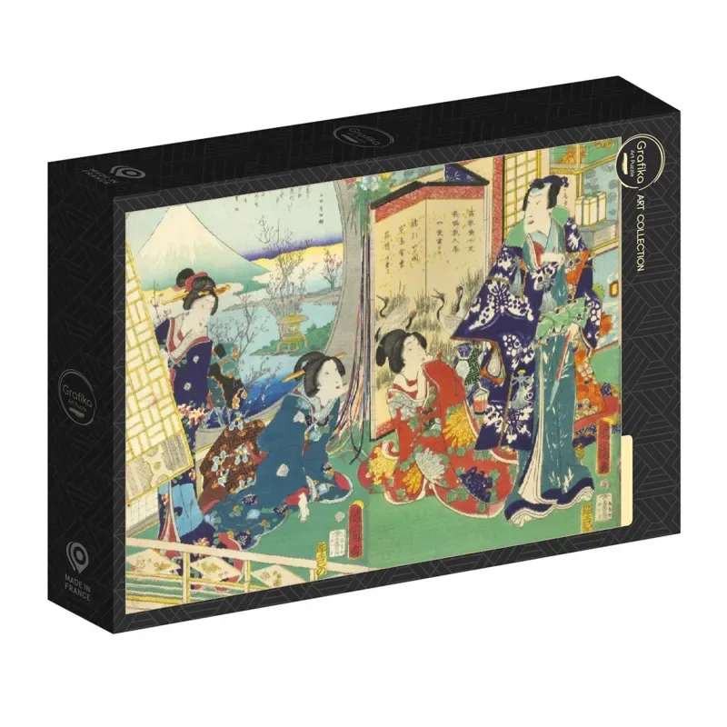 Puzzle Utagawa Kunichika - Le prince Genji en Visite dans une Demeure Donnant sur le Mont Fuji - 1000 pièces de Grafika – boîte 2 sur 2