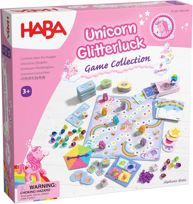 eenhoorn bordspel Unicorn Glitterluck spelletjes collectie. från HABA, utgåva Meerkleurig – kartong