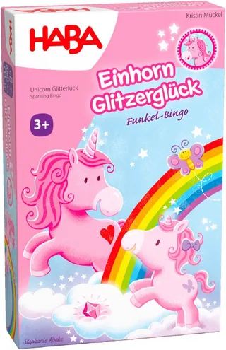 Einhorn Glitzerglück - Funkel-Bingo fra HABA, Flerfarvet-udgave – æske 1 af 3