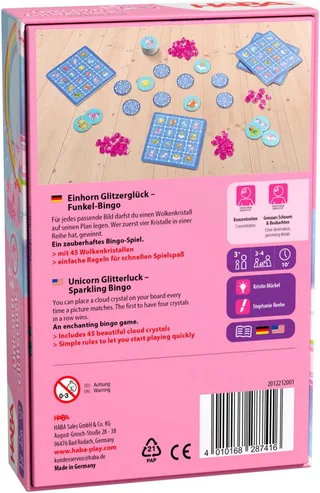 Einhorn Glitzerglück - Funkel-Bingo fra HABA, Flerfarvet-udgave – æske 2 af 3