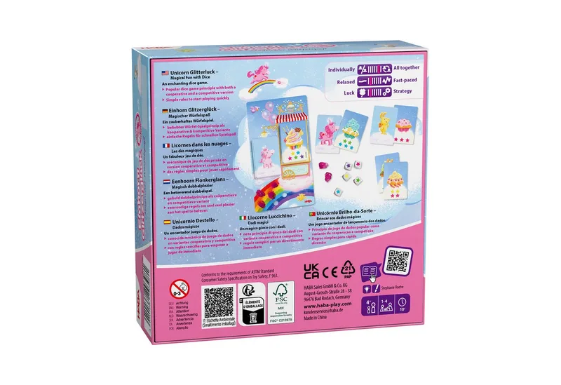 Einhorn Glitzerglück Magischer Würfelspaß de HABA, édition Multicolore – boîte 4 sur 4