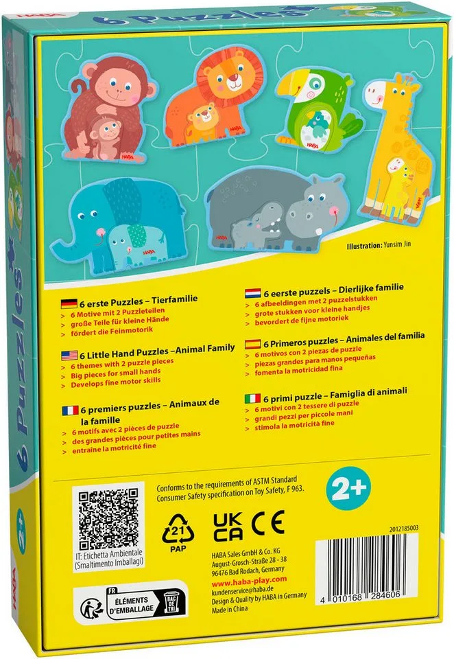 Haba | 6 Eerste Puzzels Dierlijke Familie de HABA, édition Multicolore – boîte 2 sur 3