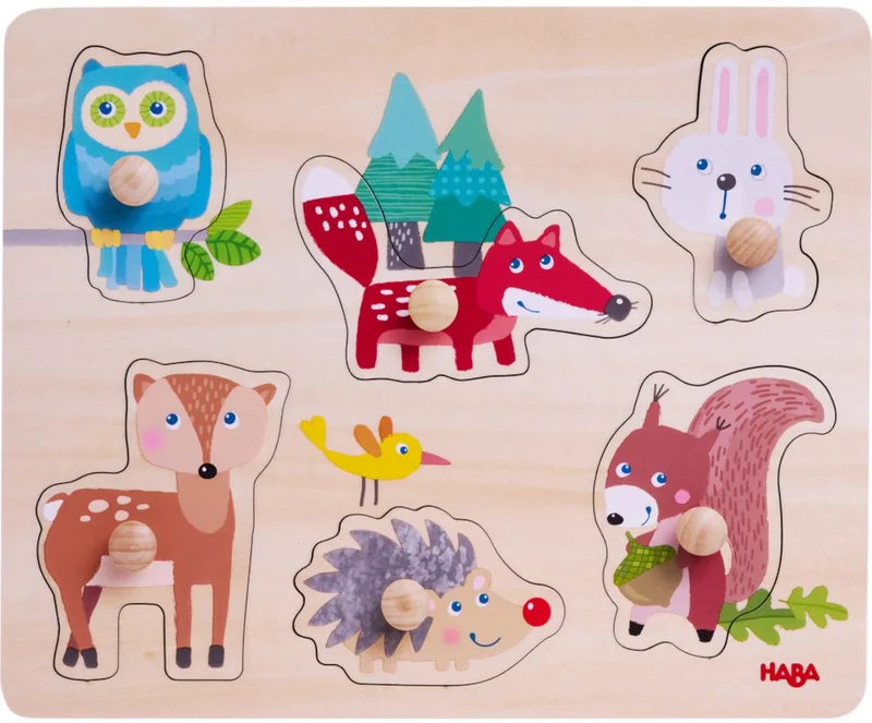Inlegpuzzel Bosdieren. van HABA, editie Blank – doos