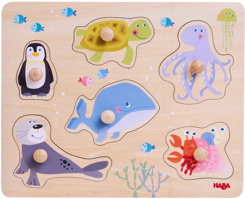 Inlegpuzzel Zeedieren. van HABA, editie Meerkleurig – doos