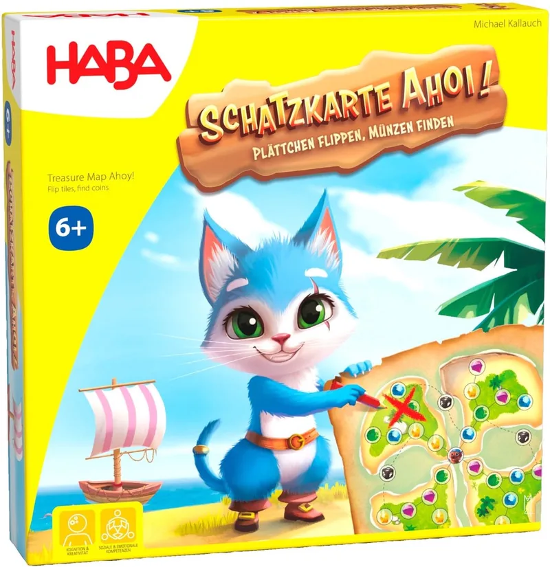 kaartspel schatkaart educatief spel voor kinderen piratenavontuur. från HABA, utgåva Meerkleurig – kartong