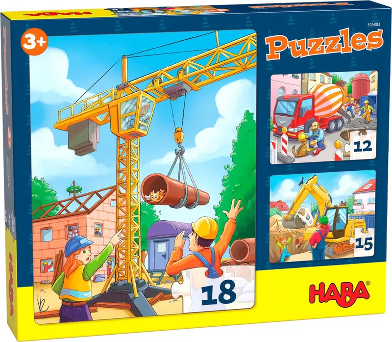 Legpuzzel Bouwvoertuigen Junior 20 X 25 Cm Karton 3-delig van HABA, editie Meerkleurig – doos