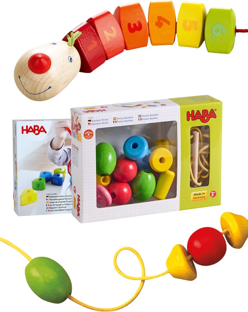 Lernspielzeug Fädelspiele de HABA – boîte