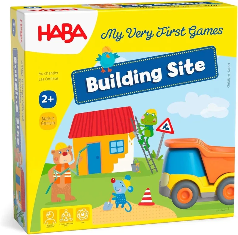 Mijn Eerste Spellen - Bouwplaats from HABA, Geel edition – box