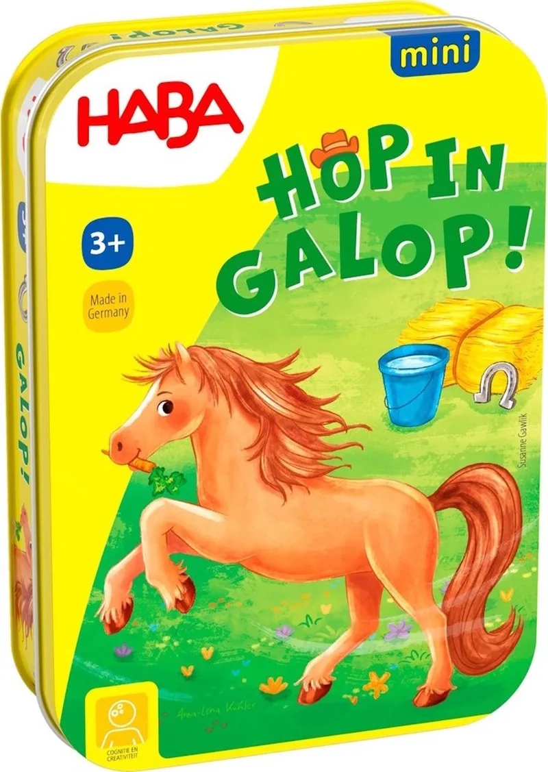 Mini spel - Hop in galop - In blikje from HABA – box