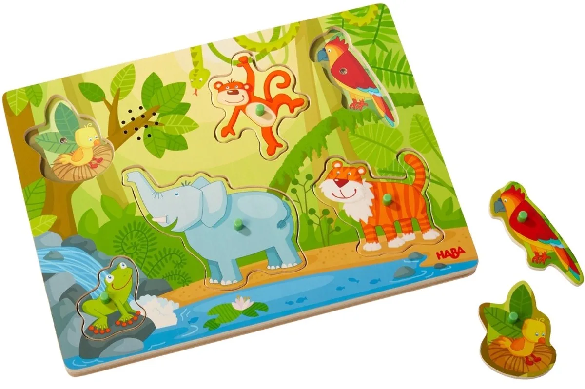 Puzzel - Geluiden in de jungle - 6st. fra HABA, Flerfarvet-udgave – æske