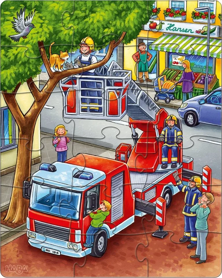 Puzzel - Politie, brandweer & hulpverlening - 12, 15 & 18st. von HABA, Ausgabe Mehrfarbig – Schachtel 3 von 5