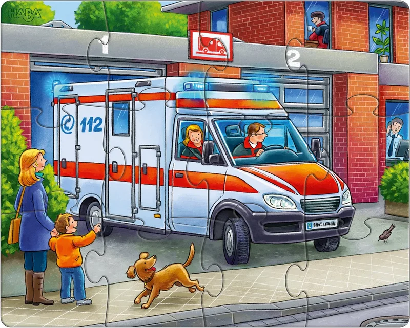Puzzel - Politie, brandweer & hulpverlening - 12, 15 & 18st. von HABA, Ausgabe Mehrfarbig – Schachtel 2 von 5