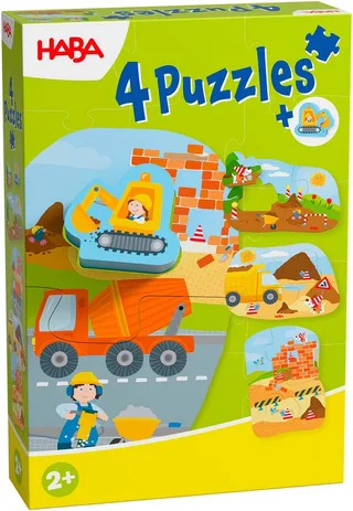 Puzzle 4 erste Puzzles Baustelle, 14 Puzzleteile de HABA, édition Multicolore – boîte 1 sur 5