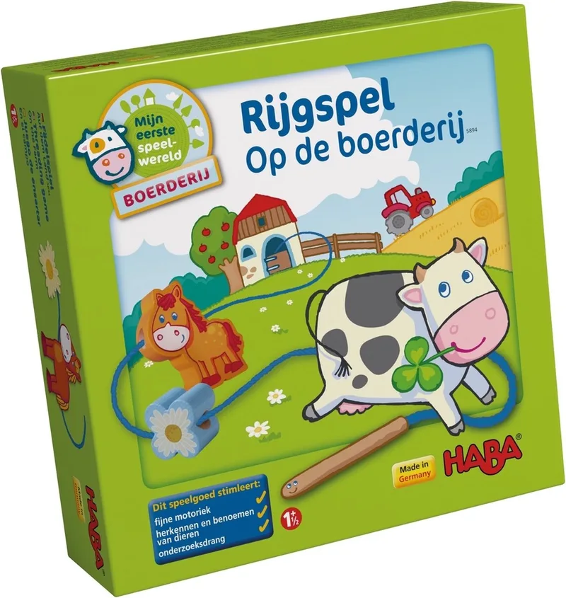Rijgspel Peuterspeelgoed Op de boerderij from HABA, Multicolour edition – box