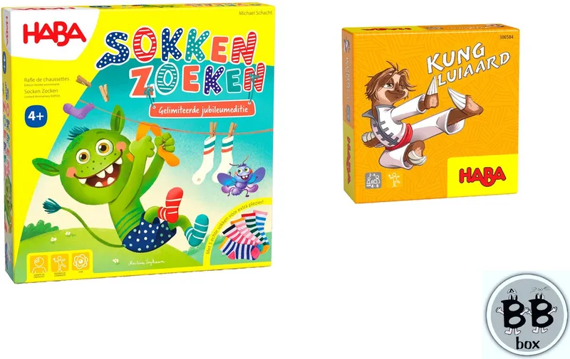 Set van 2 spellen vanaf 4 jaar - Sokken Zoeken & Kung Luiaard from HABA – box